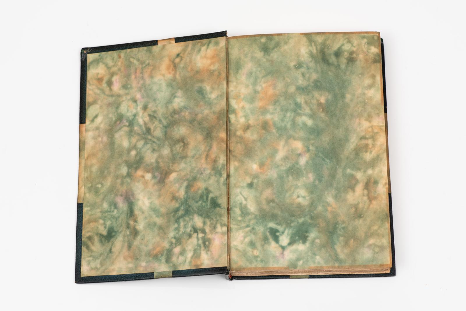 1 Volume. Longus. Daphnis & Chloe. Illustré par Raphael Collin. Édition de salon. Reliure en maroquin bleu 3/4, plats marbrés. Les couvertures sont dorées et le dos est orné de bandes surélevées. Bords supérieurs dorés. Limité à 550 exemplaires dont