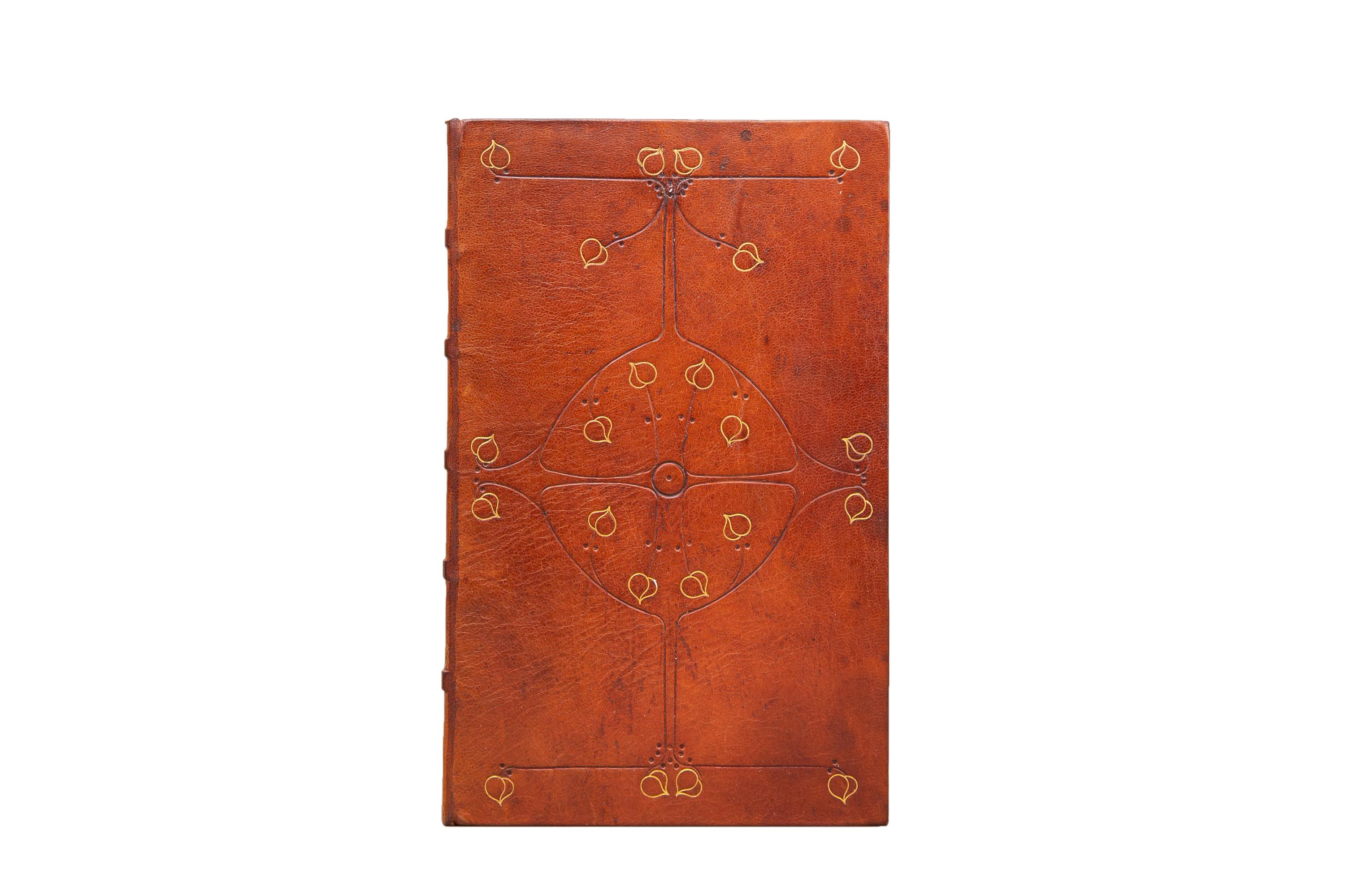1 Volume. Marcus Aurelius Antoninus, The Books of Marcus Aurelius Antoninus The Emperor. Limited Edition. Bound in full light brown morocco with covers displaying subtle gilt detailing and engraving. Raised band spine with detailing similar to the