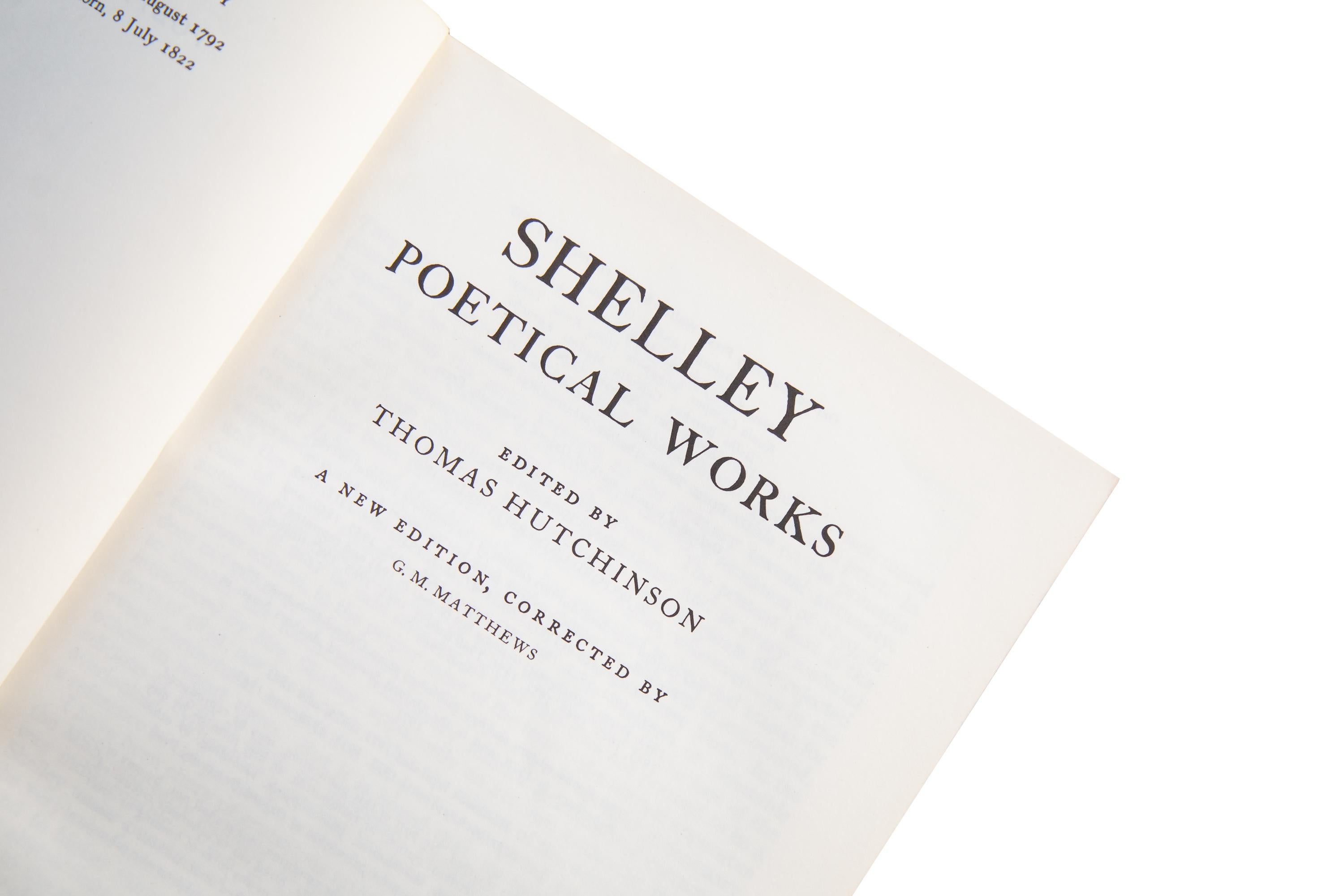 English 1 Volume, Percy Shelley, Shelley's Poetical Works