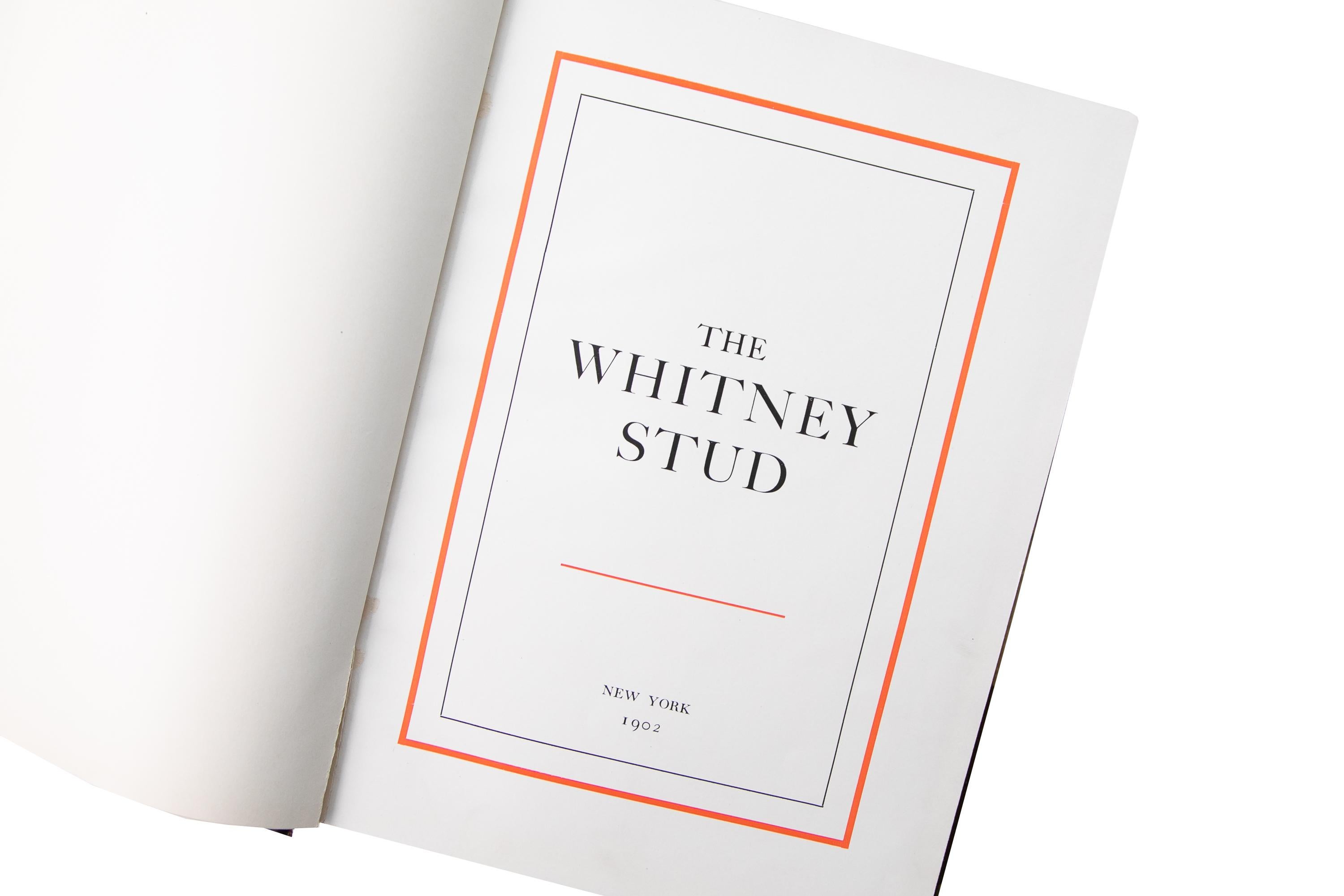 1 Volume. W.C. Whitney, The Whitney Stud In Good Condition For Sale In New York, NY