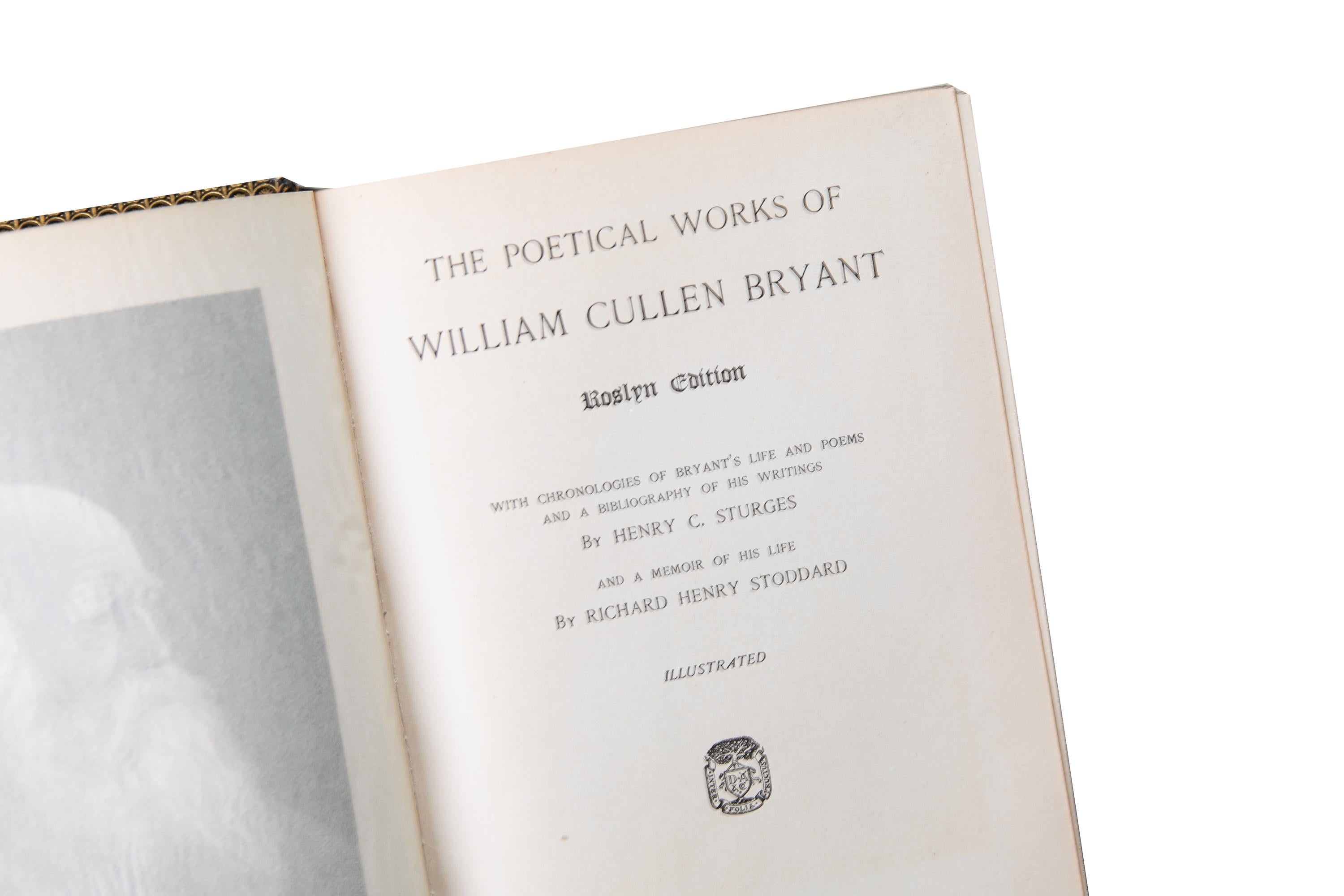 1 Volume. William Cullen Bryant, The Poetical Works. In Good Condition For Sale In New York, NY