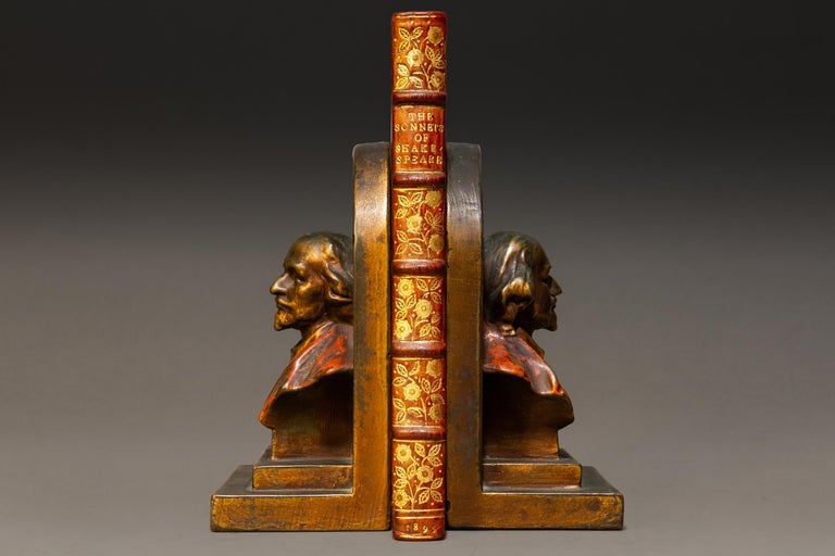 1 Volume. William Shakespeare. The Sonnets. Decorations by Ernest G. Treglown. Engraved on wood by Charles Carr (Birmingham Guild of Handicraft). Bound in full tan calf with gilt floral tooling on spines and covers. Top edges gilt, inner dentelles,