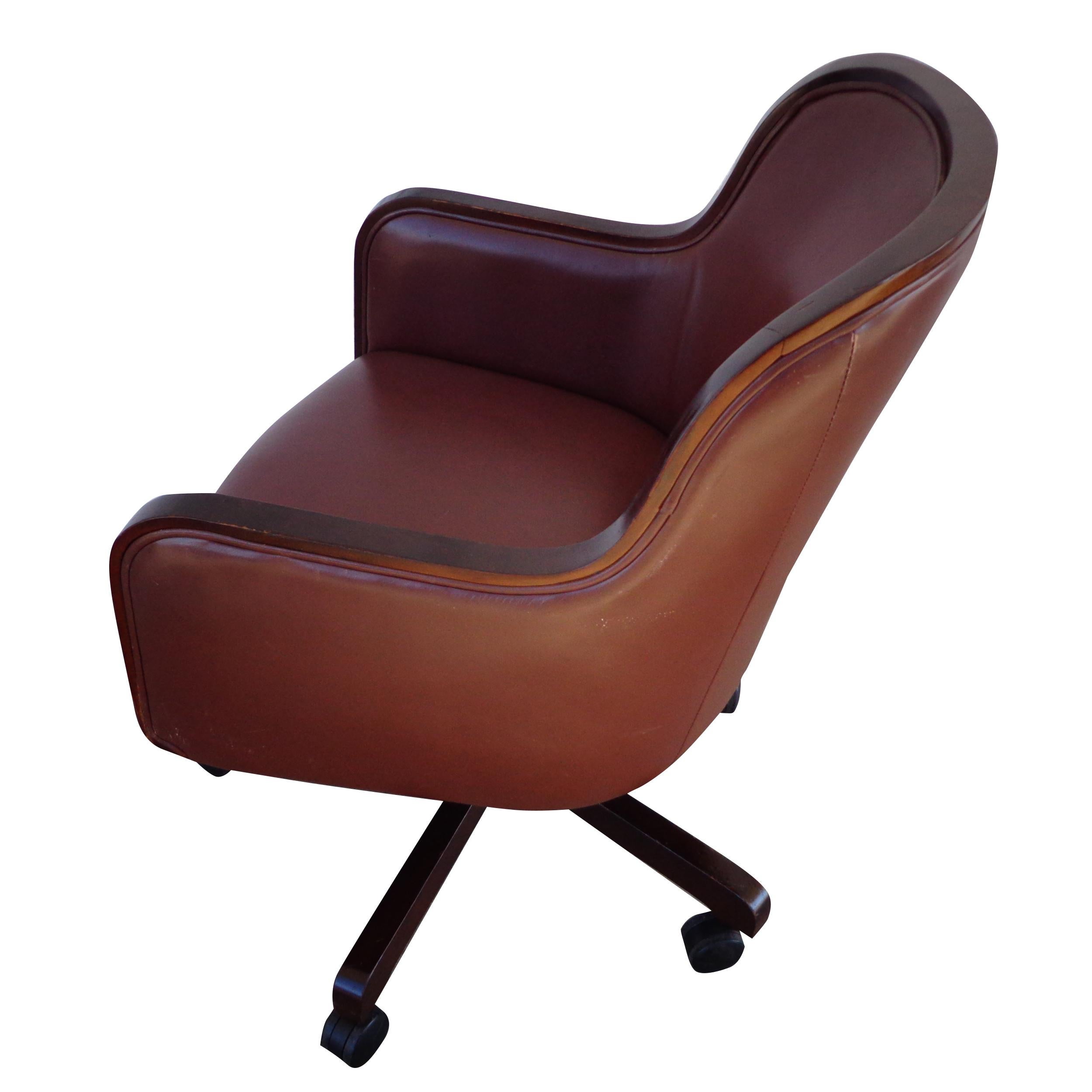 Mid-Century Modern 1 Ward Bennett for Brickel and Associates Leather Desk Chair For Sale