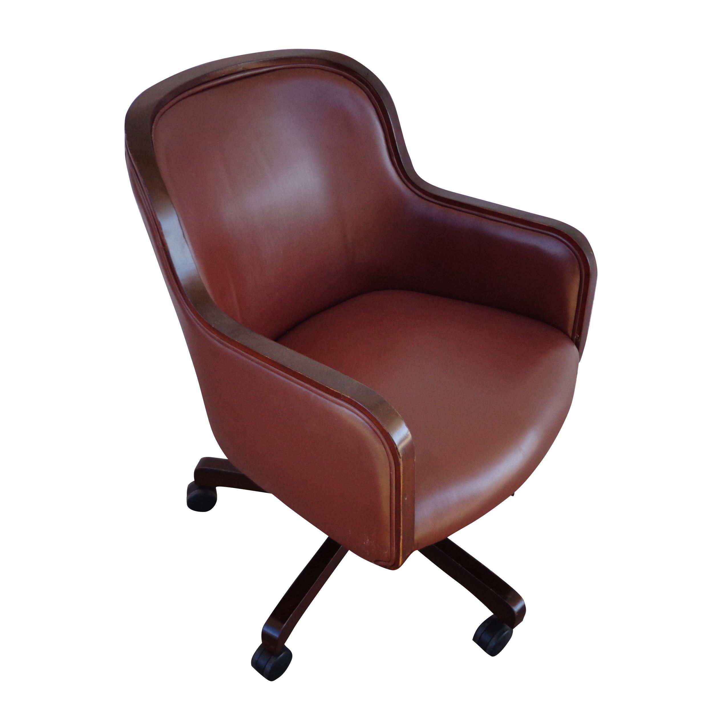 Anodized 1 Ward Bennett for Brickel and Associates Leather Desk Chair For Sale