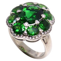 LEYSER 18k White Gold Chrome Tourmaline Tsavorite Diamond Ring