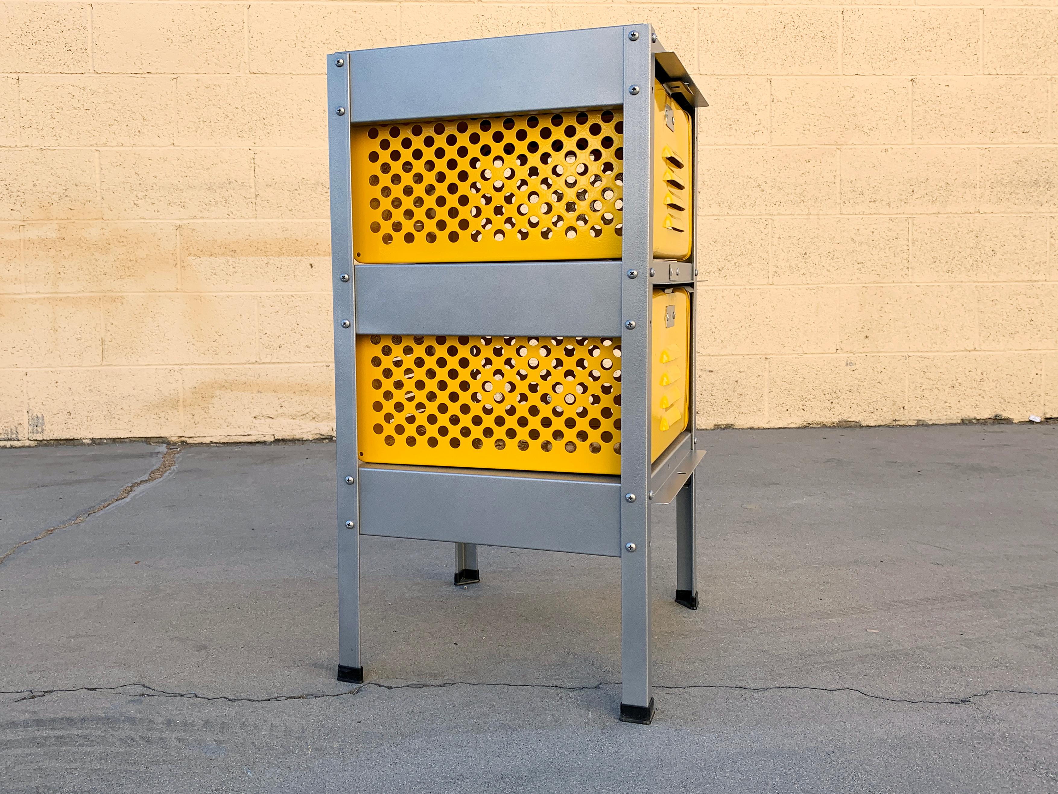 Return policy: This is a custom made piece. All sales final on custom orders and custom fabrications.

Our newly fabricated locker basket units are inspired by the mid-century classics we've been refinishing for years. Featured here is a 1 x 2