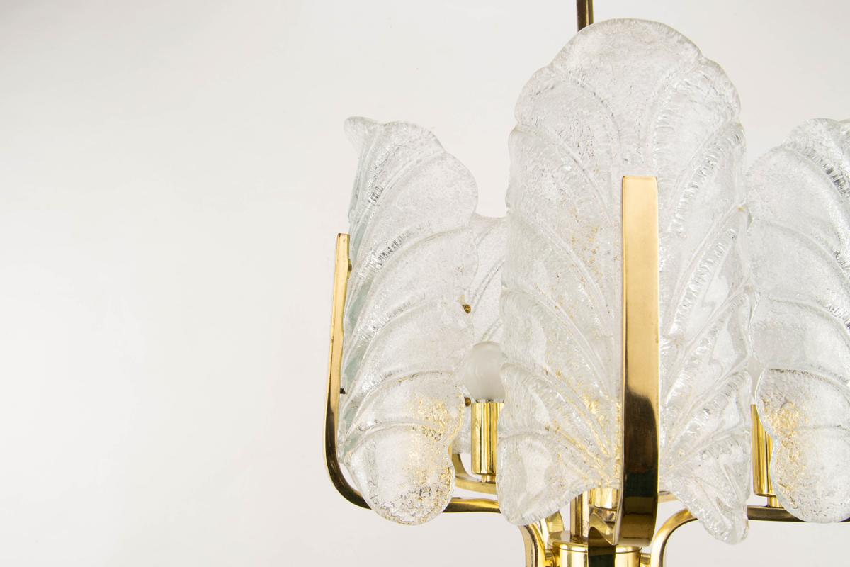 Baroque Scandinavian Brass Chandelier By Carl Fagerlund For Orrefor For Sale