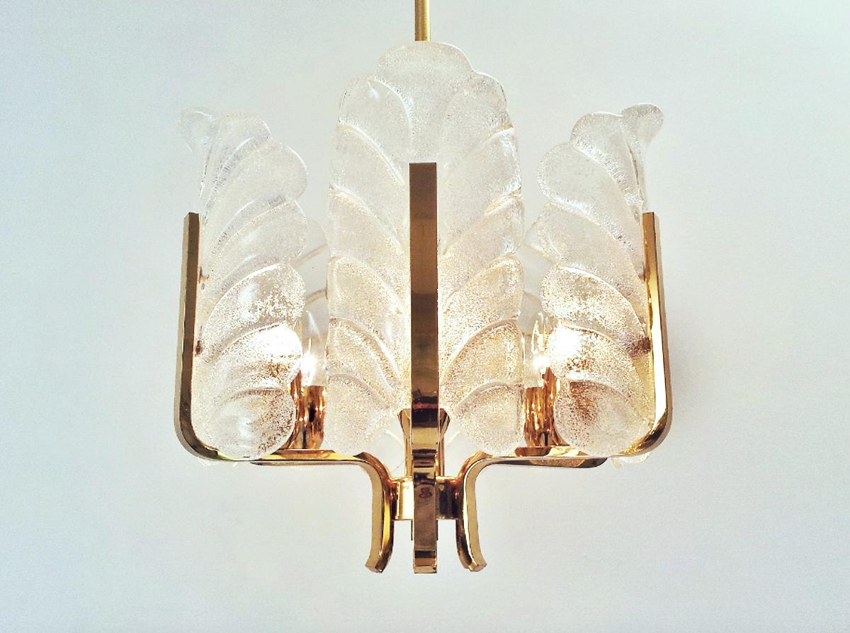 Danish Scandinavian Brass Chandelier By Carl Fagerlund For Orrefor For Sale