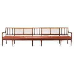 Frits Henningsen Cane, Mahogany, and Leather 10 1/2 Ft Bench