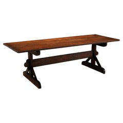10-12 Seater Folk Trestle Table oak pine 244 cm (8 ft) long; 87 cm (34 in) wide