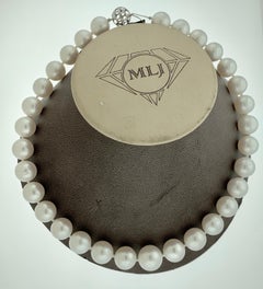 White South Sea Pearls Long Strand Necklace 14 Karat Gold Clasp