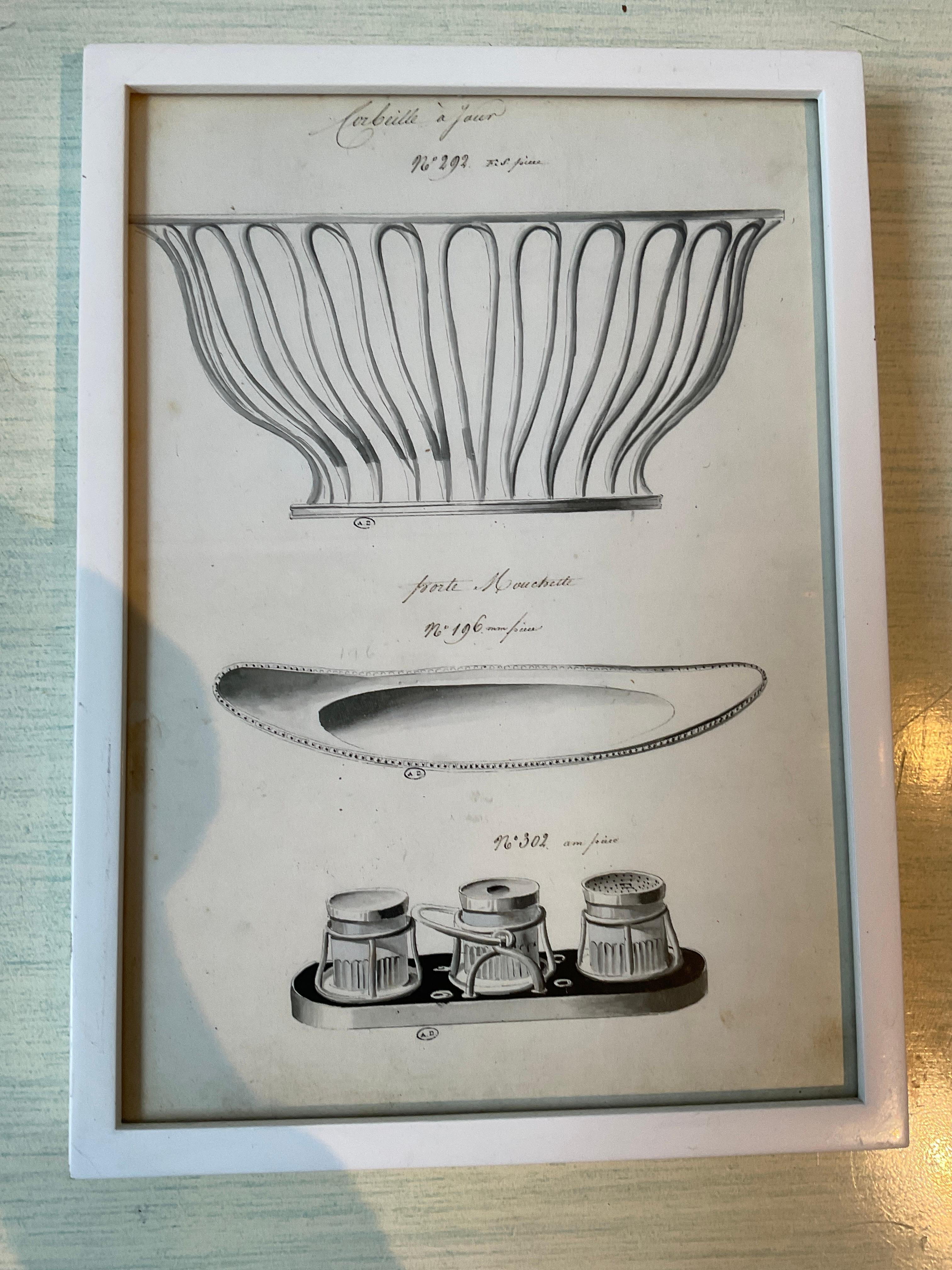 Early 20th Century 10 1920s Prints Of French Silver Serving Pieces For Sale