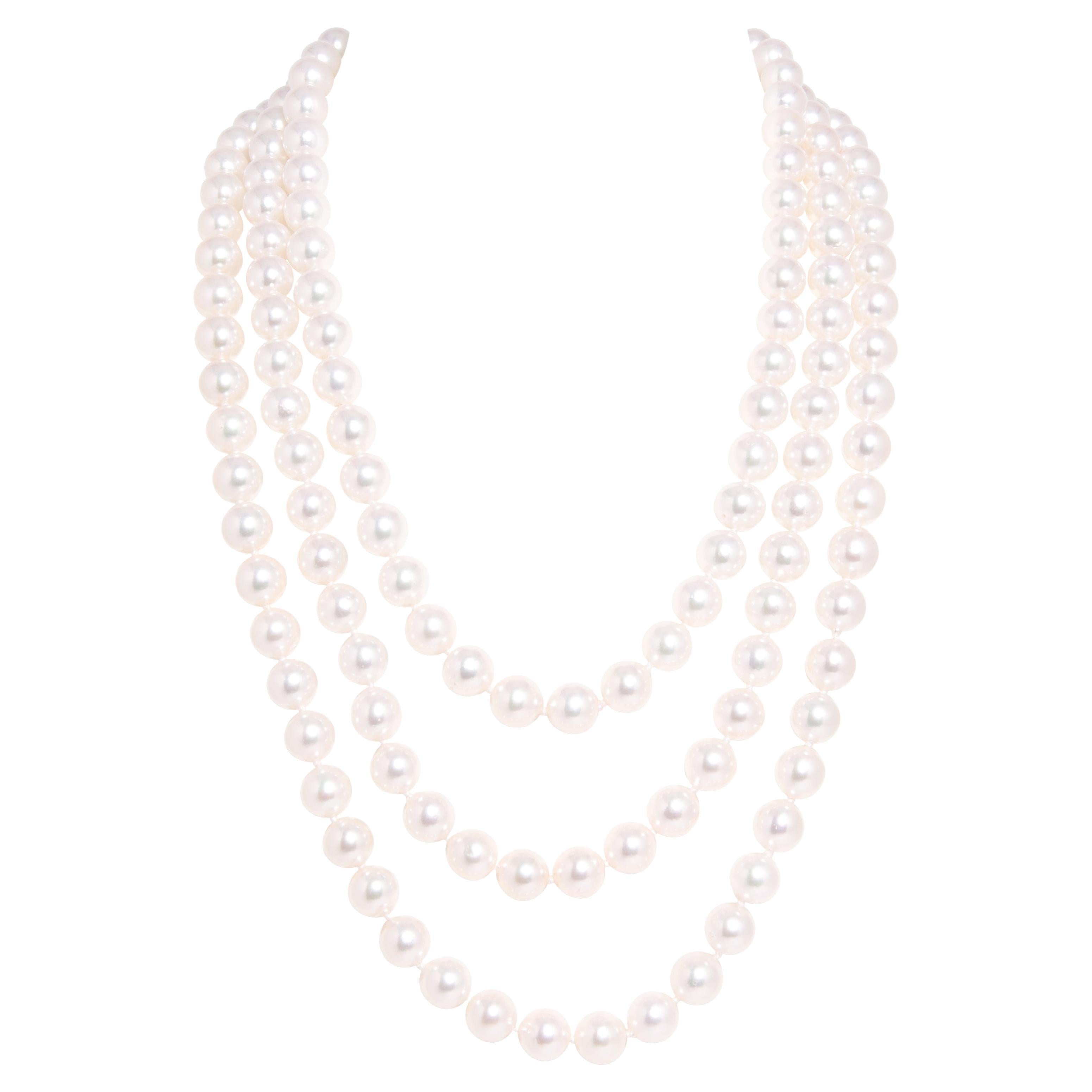 10/9,5 mm Dreifach-Perlenkette mit Abstand Design von Ella Gafter im Angebot