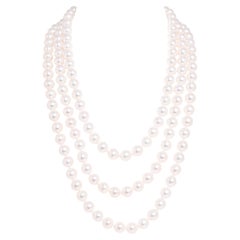 10/9.5mm Triple Pearl Necklace Spaced Design by Ella Gafter