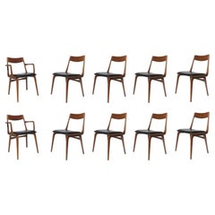 10 chaises de salle à manger danoises Boomerang en teck d'Alfred Christensen