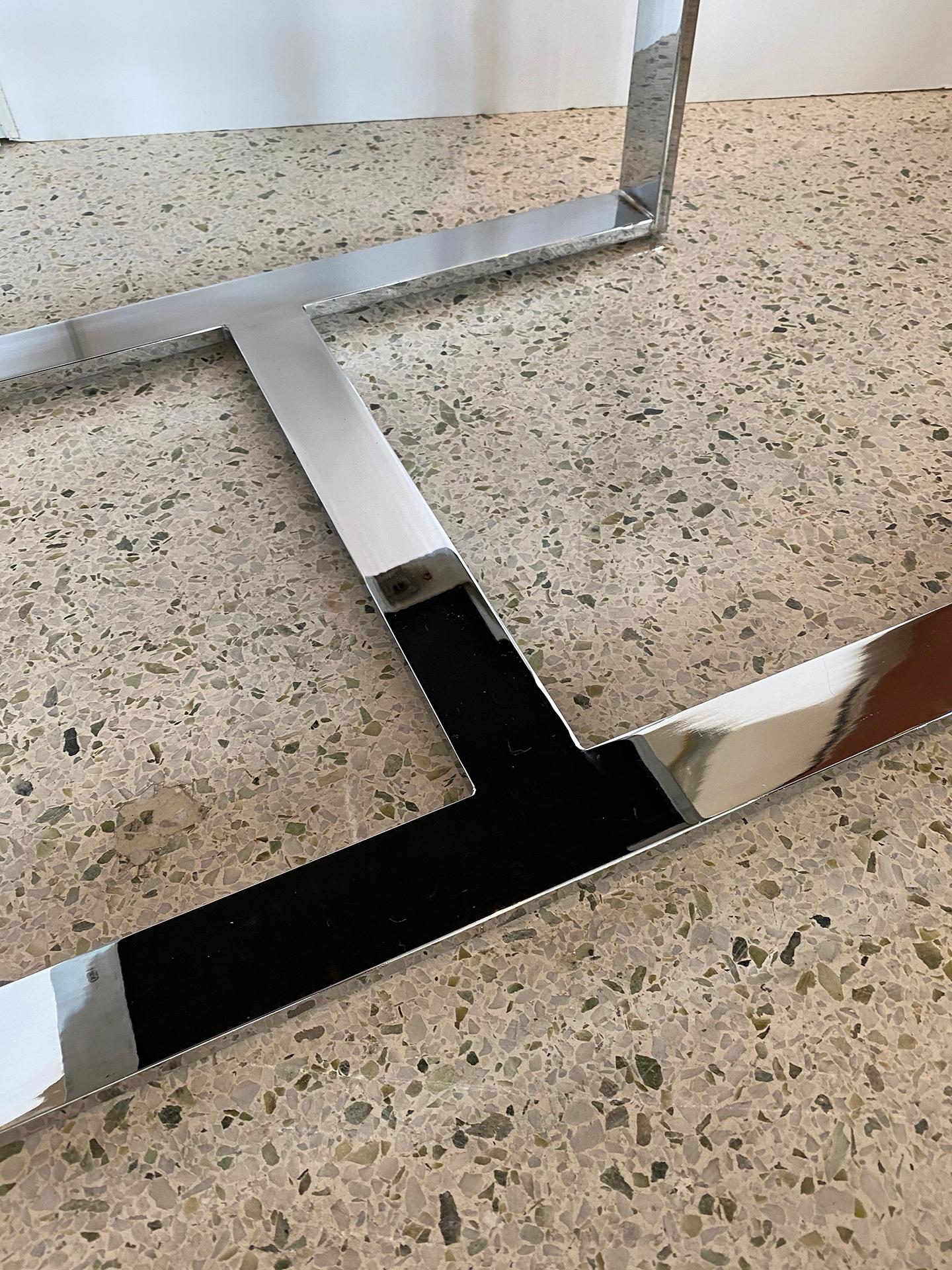 10 Sedie da pranzo americane in acciaio inox lucidato e imbottite, Milo Baughman in vendita 4