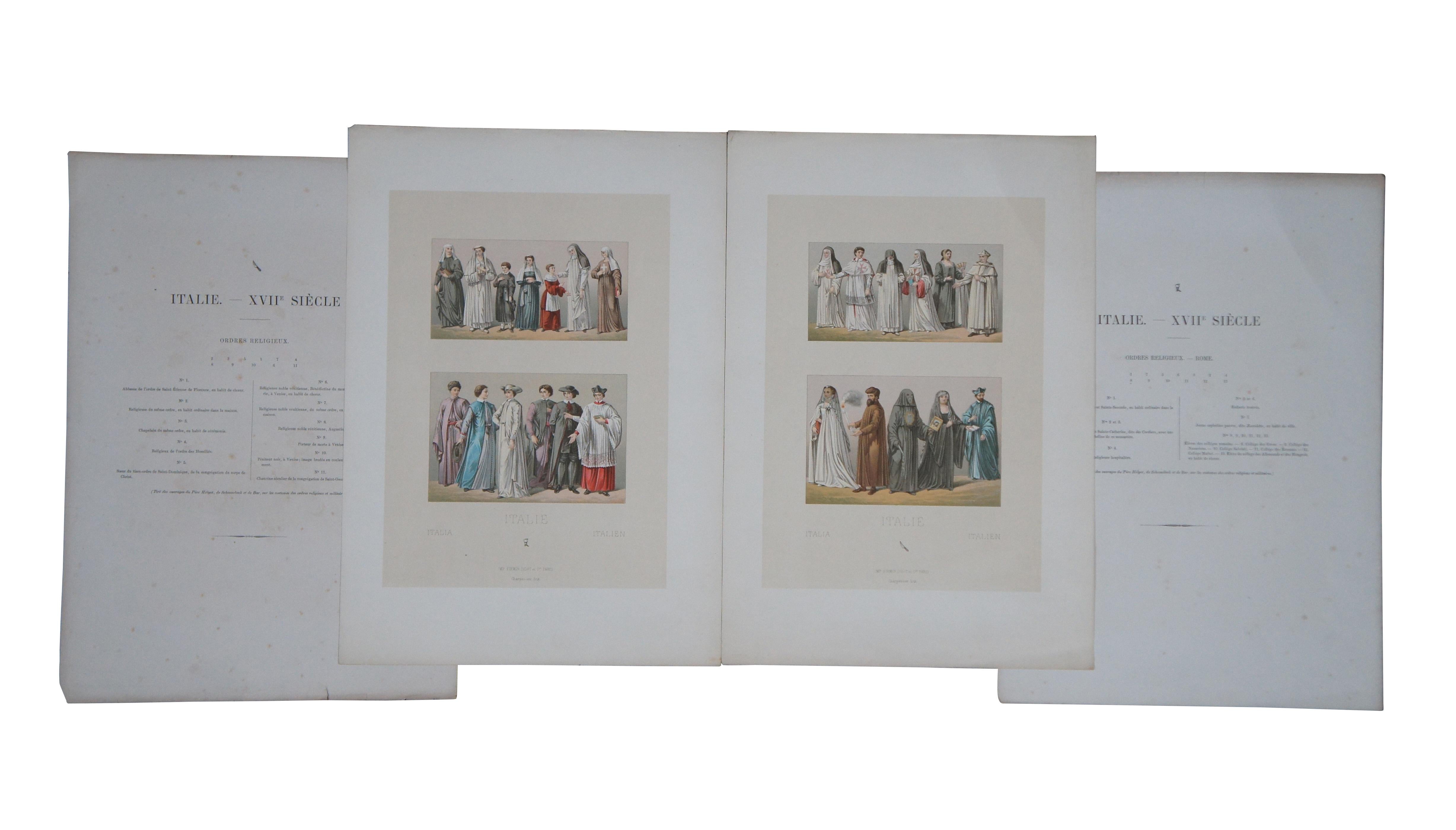 Lot von 10 Chromolithographien aus dem späten 19. Jahrhundert, kolorierte Platten aus einem Folio-Buch, herausgegeben von Firmin Didot et Cie, Paris Frankreich. Die Platten werden jeweils mit der gegenüberliegenden Seite mit Details/Informationen