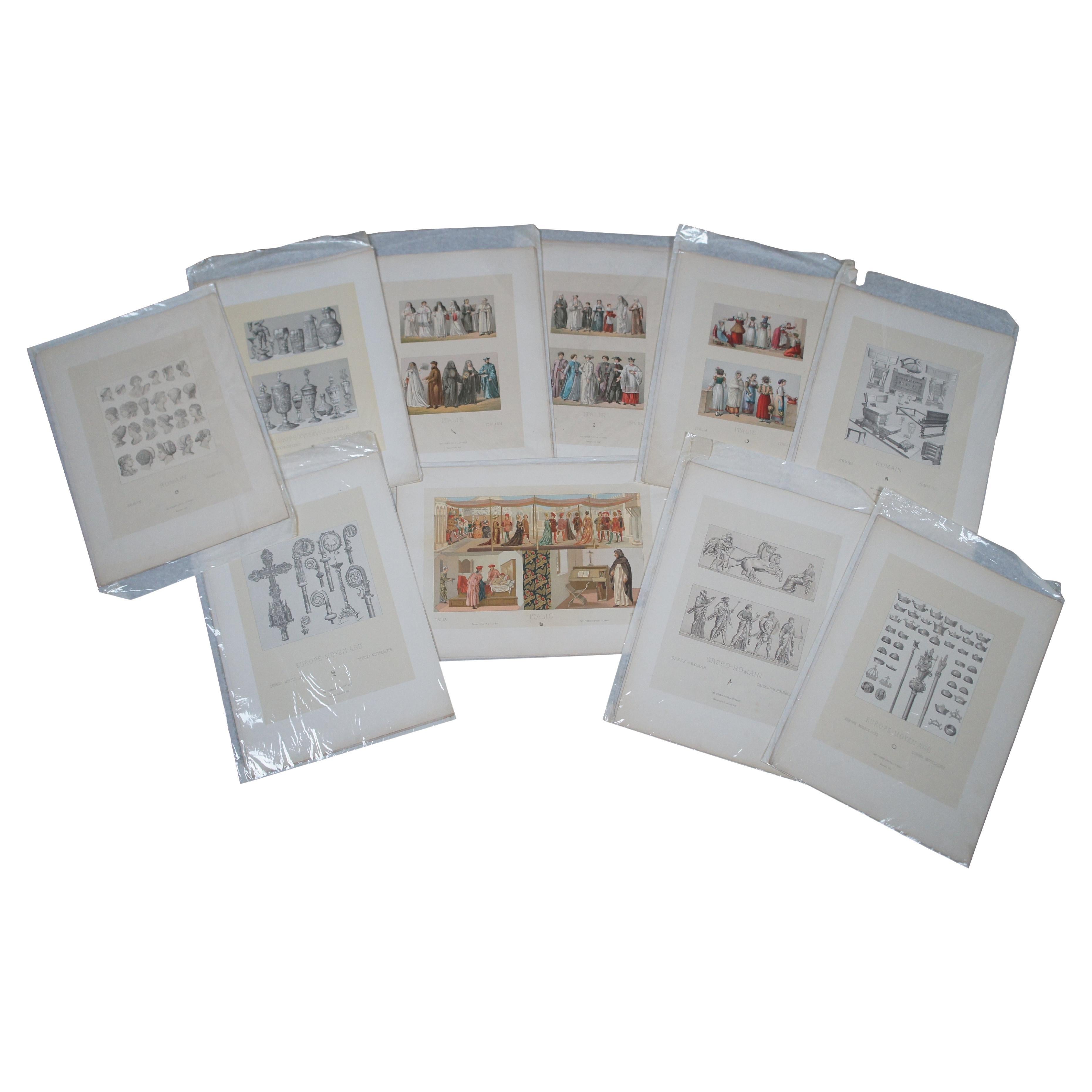 10 Antique 19th Century Grecian Roman Chromolithograph Prints Firmin Didot 16"
