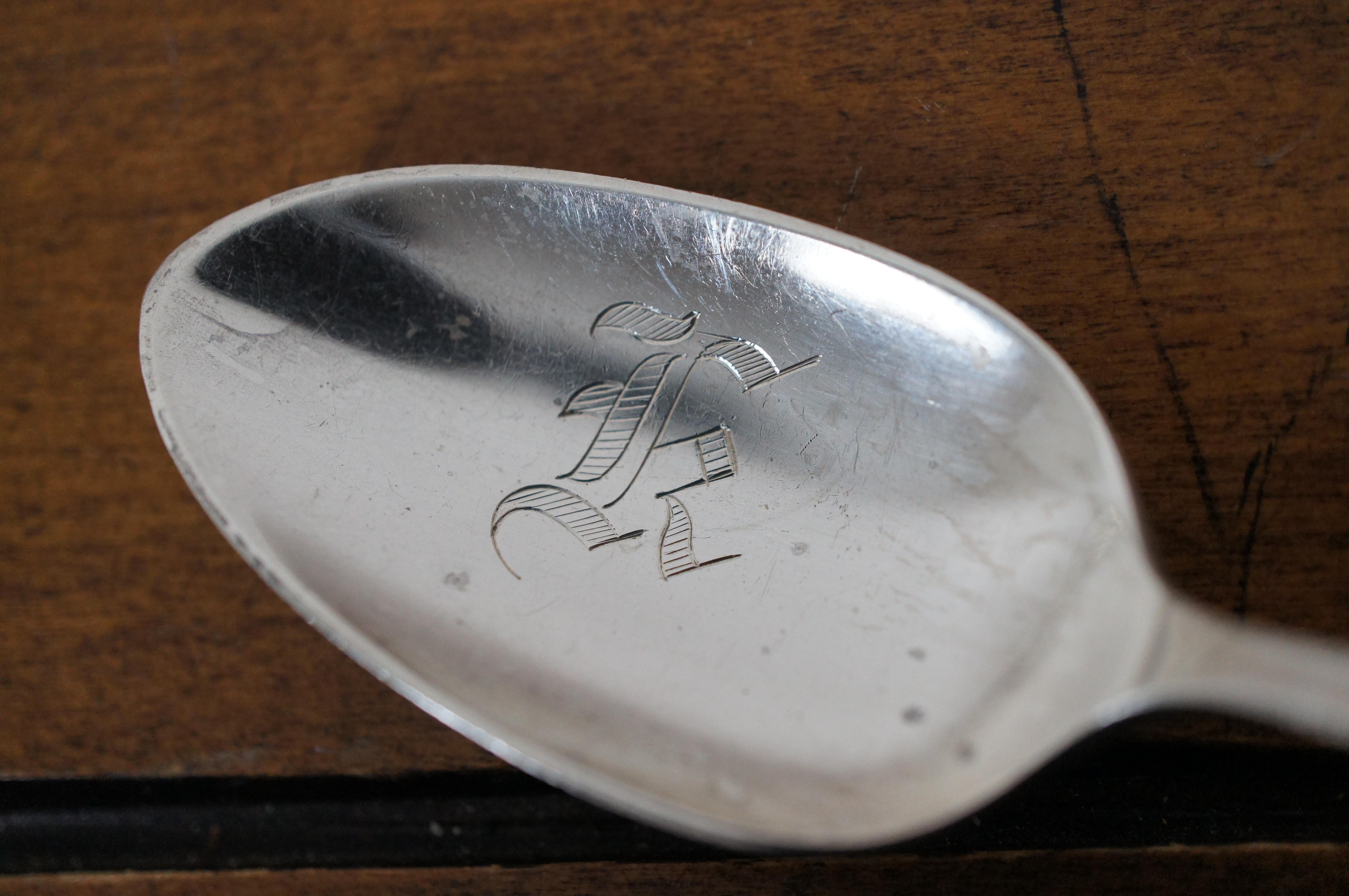 10 Antique Assorted Sterling Silver Twisted Scalloped Serving Spoons 184g 2