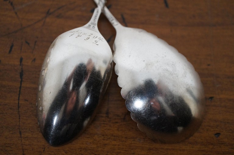 10 Antique Assorted Sterling Silver Twisted Scalloped Serving Spoons