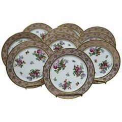 10 assiettes plates anciennes en porcelaine bavaroise Tirschenreuth à motifs floraux & Dentelle