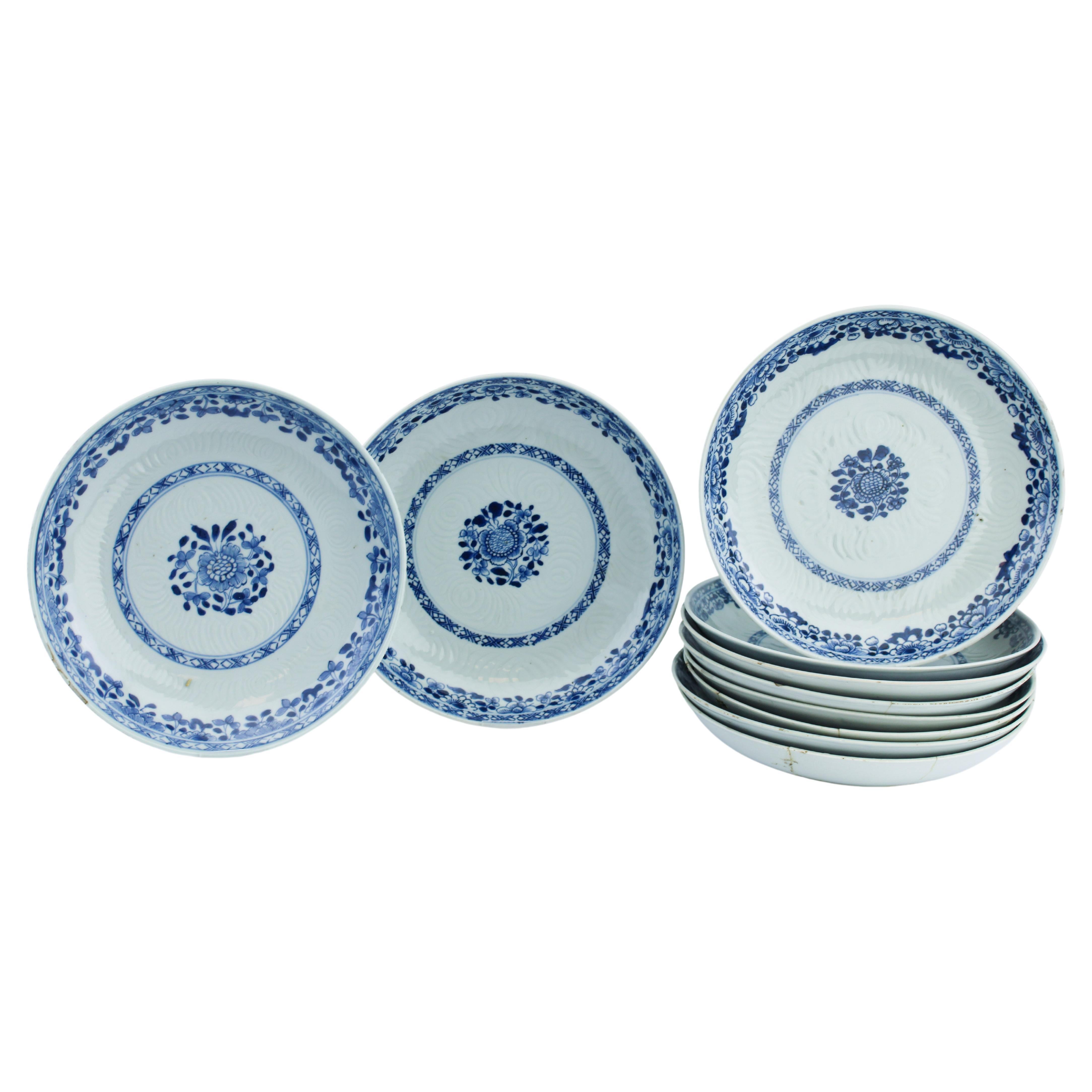 #10 Antique Chinese Porcelain 18th C Yongzheng/Qianlong Kraak Blue White dinner For Sale