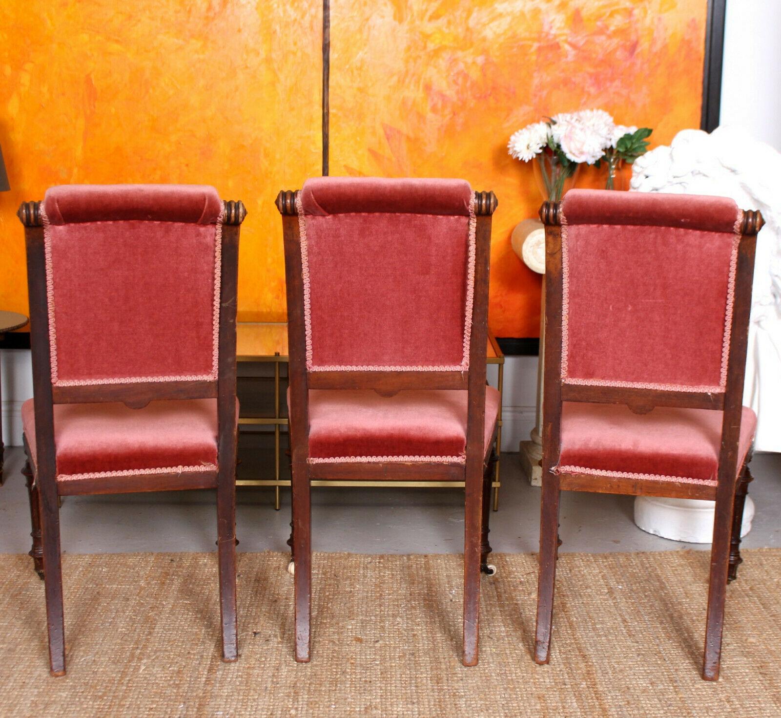 10 Antique Dining Chairs Mahogany 19th Century Victorian Pink Plum For Sale 6