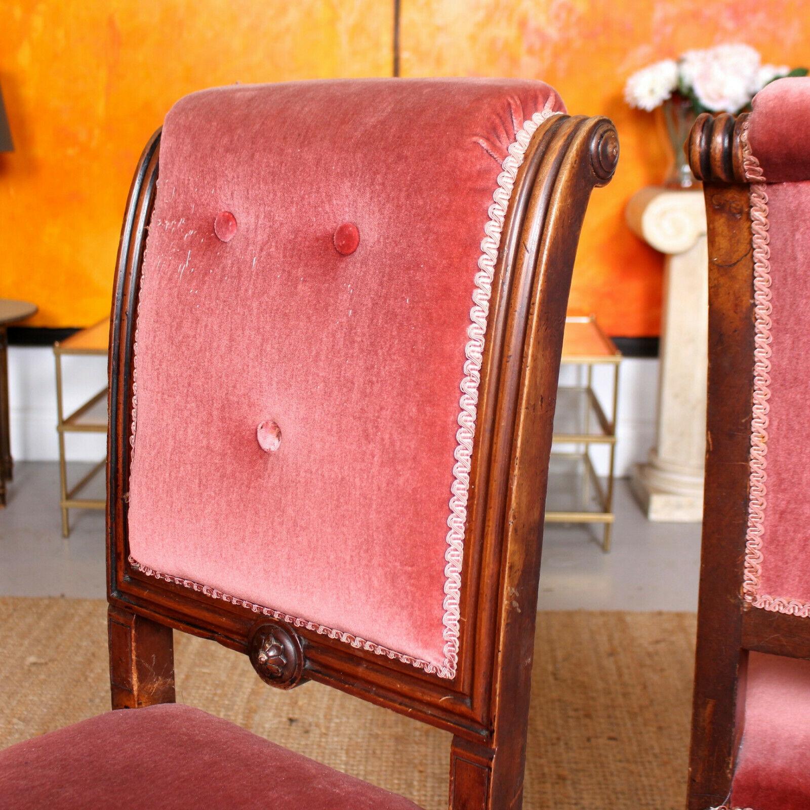 10 Antique Dining Chairs Mahogany 19th Century Victorian Pink Plum In Fair Condition For Sale In Newcastle upon Tyne, GB