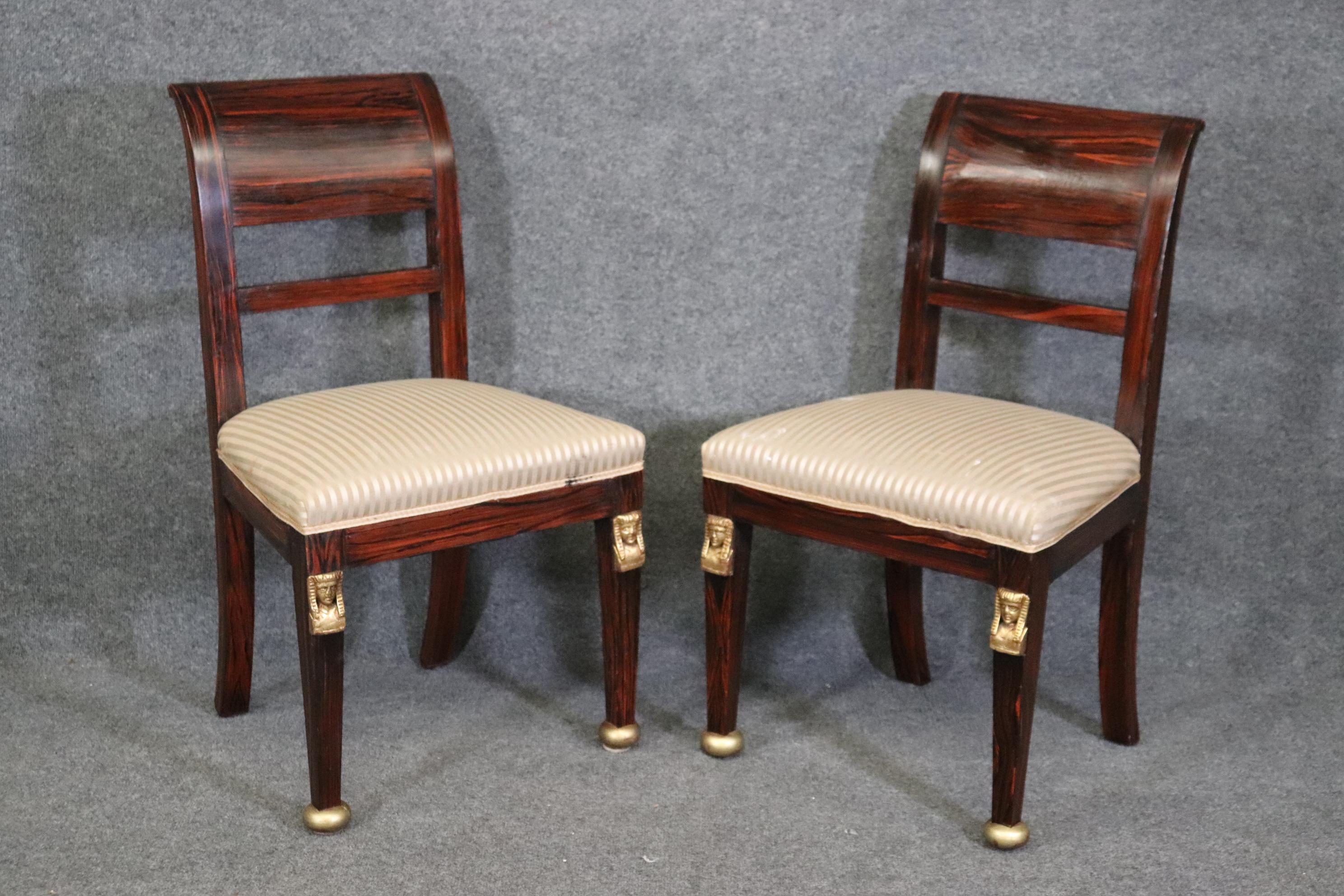 Dimensions: Height: 34 1/4 in Width: 20 in Depth: 18 3/4 in 
                       Seat Height: 18 3/4 in 

This 19th century set of 10 French Empire dining room side chairs is of the highest quality!  These chairs are perfect for you and your home