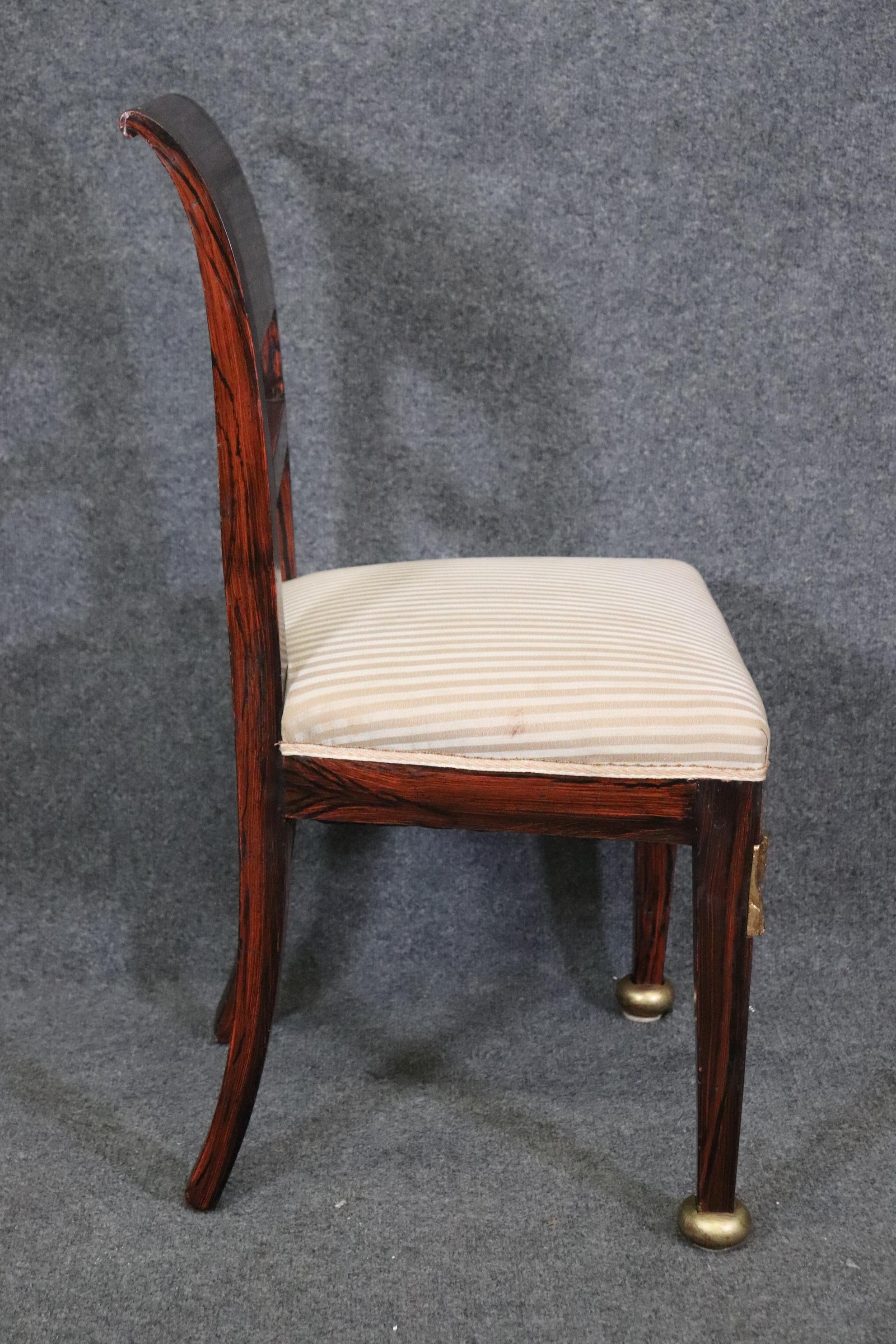 Wood 10 Antique French Empire Style Rosewood Dining Chairs, Side Chairs For Sale