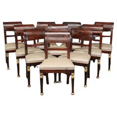 10 Antique French Empire Style Rosewood Dining Chairs, Side Chairs