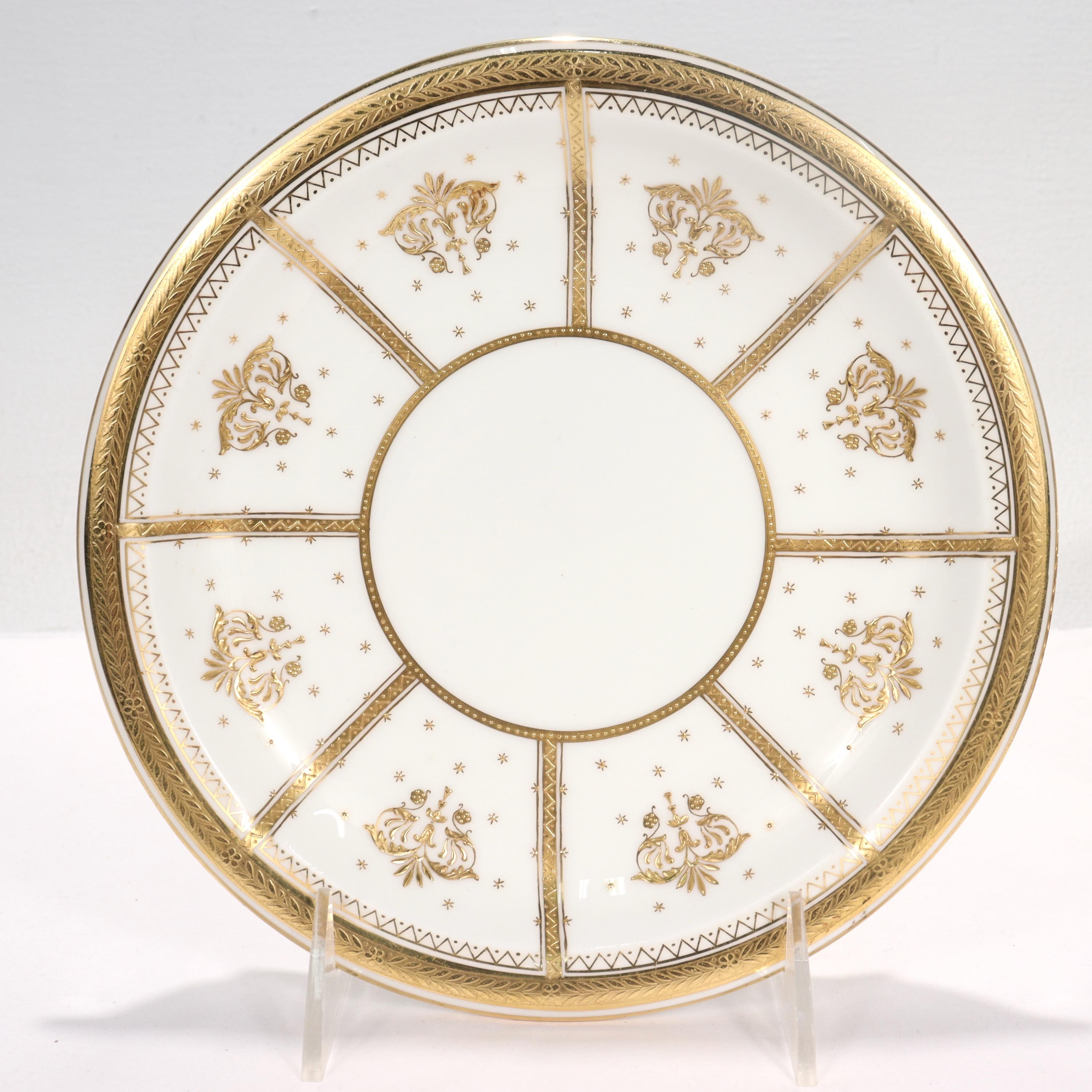 10 Antique Mintons Porcelain Raised Gold Aesthetic Movement Luncheon Plates For Sale 9