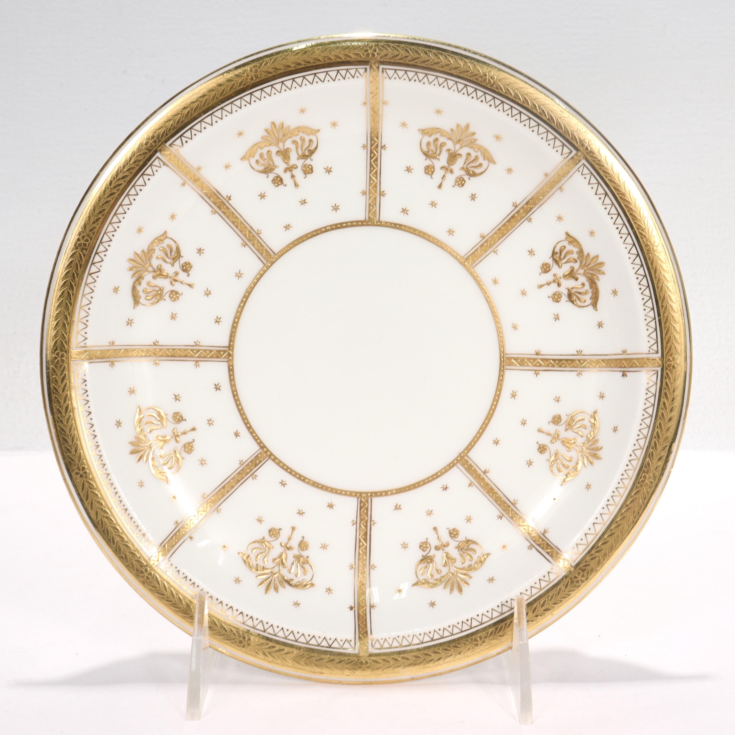 19th Century 10 Antique Mintons Porcelain Raised Gold Aesthetic Movement Luncheon Plates For Sale