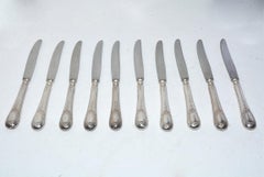 10 Antique Neoclassical Silver Plated Lunch Knives