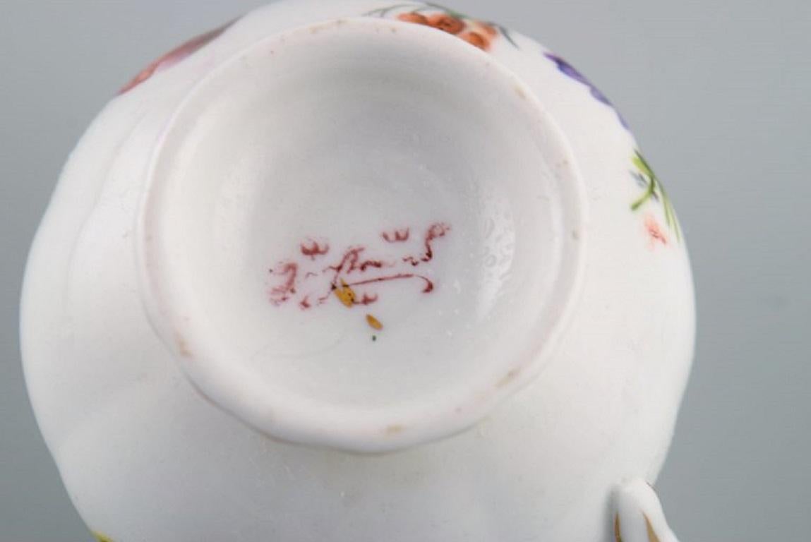 10 Antique Rörstrand Porcelain Cream Cups with Hand-Painted Flowers For Sale 1