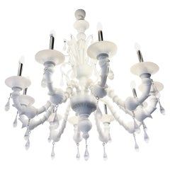 10 Arm White Murano Chandelier