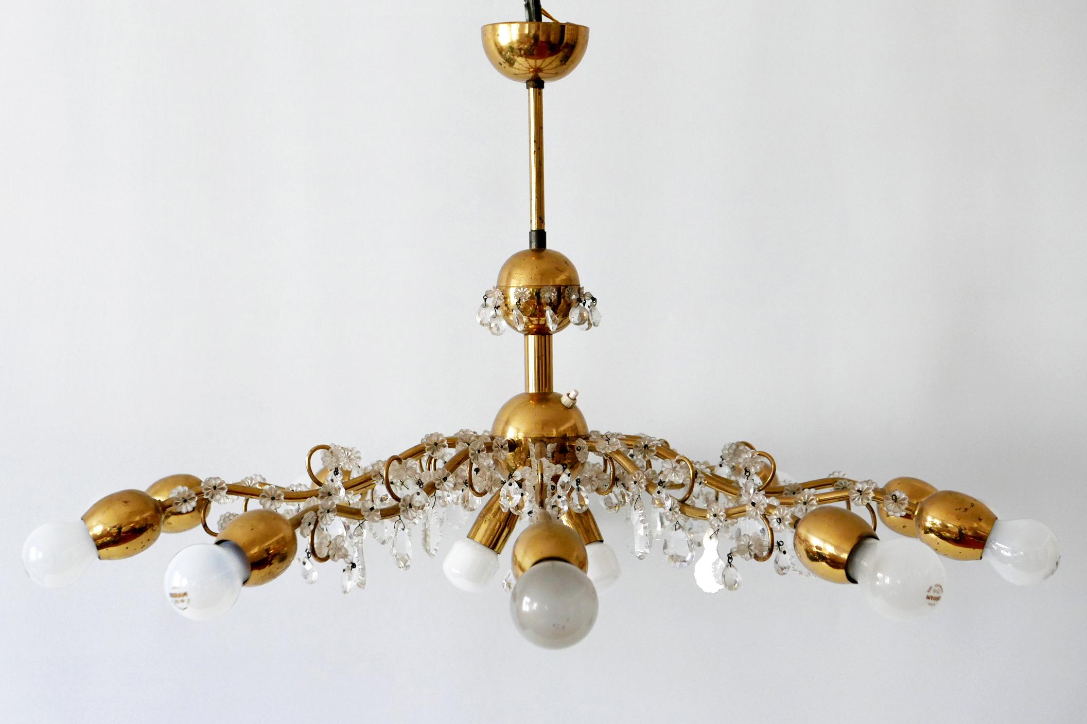 10-Armed Mid-Century Modern Sputnik Chandelier or Pendant Lamp by J. &L. Lobmeyr For Sale 9