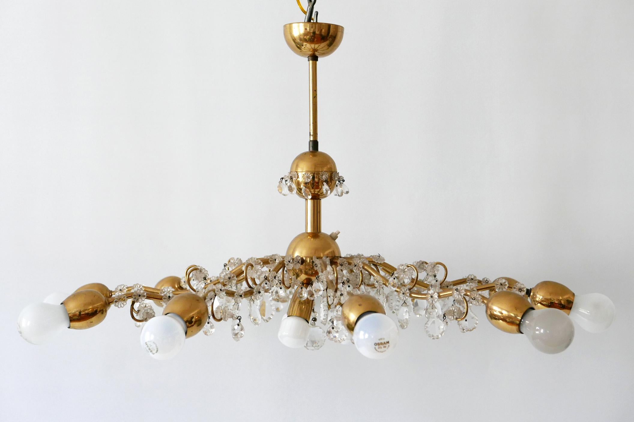 lustre ou lampe suspendue spoutnik à 10 bras de style moderne du milieu du siècle dernier par J. &L. Lobmeyr Bon état - En vente à Munich, DE