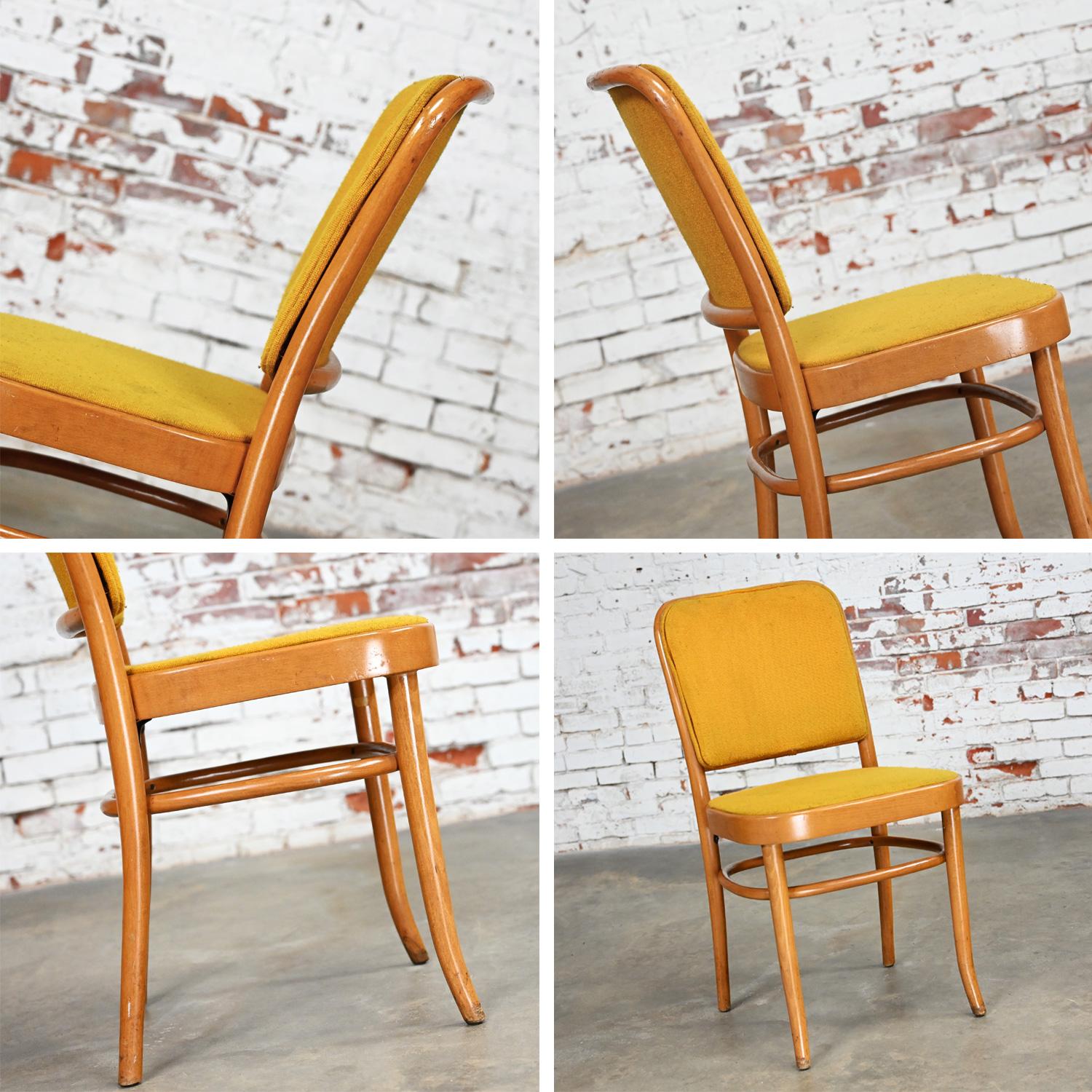 10 chaises de salle à manger Bauhaus sans accoudoirs Hoffman Prague 811 style Thonet en vente 4