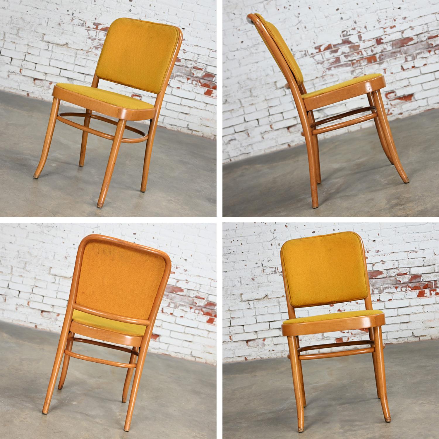 10 chaises de salle à manger Bauhaus sans accoudoirs Hoffman Prague 811 style Thonet en vente 3