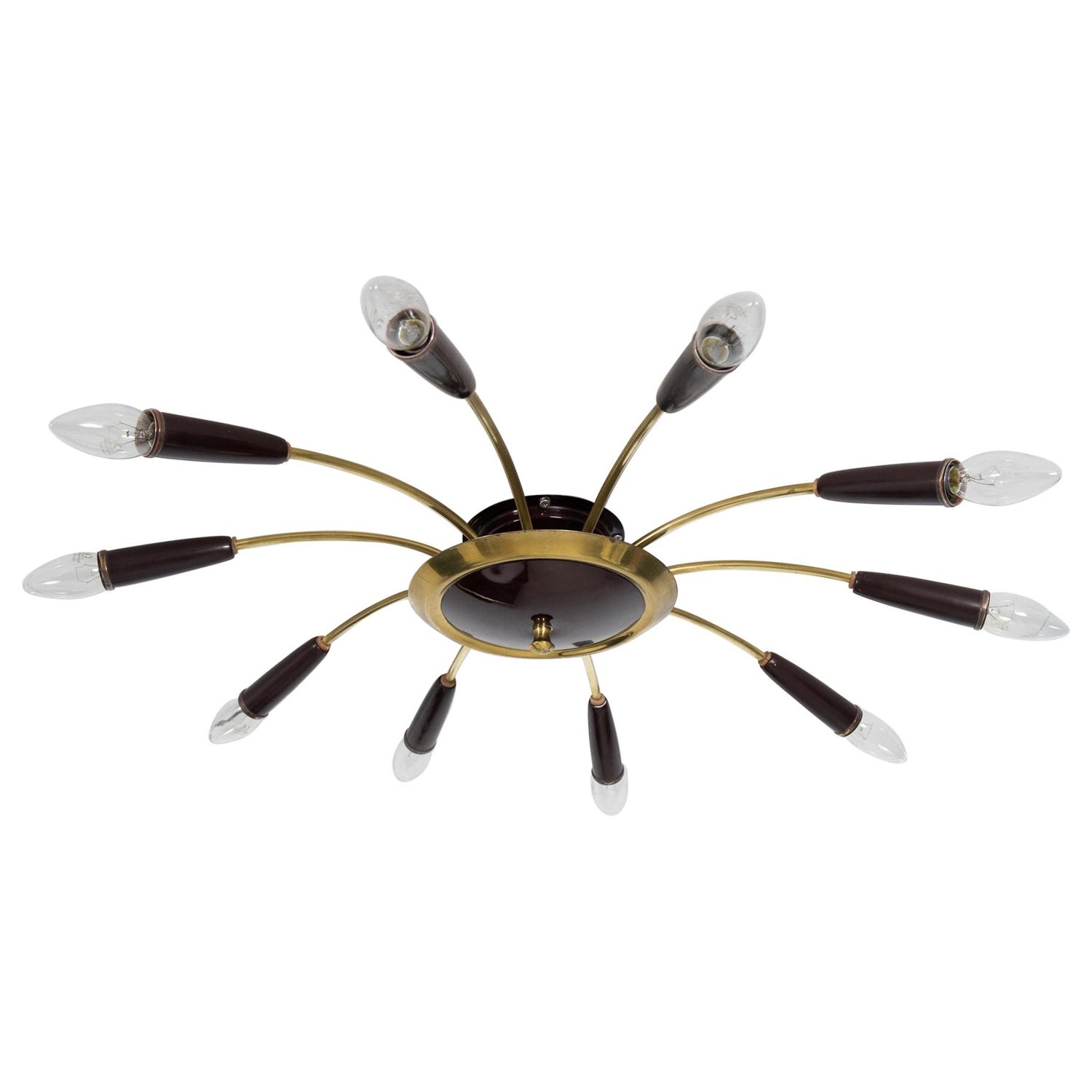 10 Arms Spider Ceiling Lamp, Italian, 1950s at 1stDibs