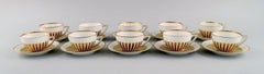 10 Art Deco Ariadne Coffee Cups with Saucers in Porcelain, 1930s