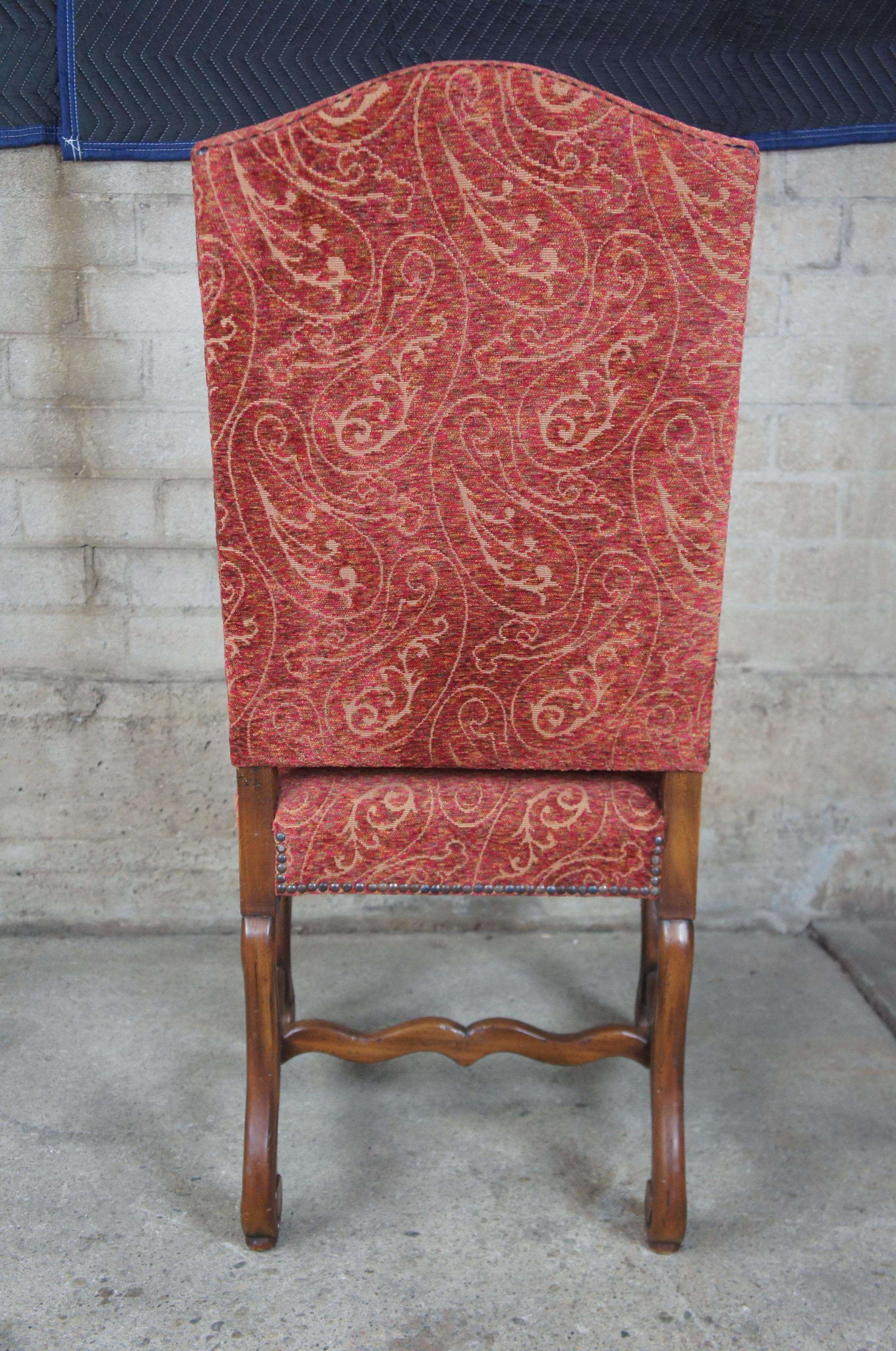 20th Century 10 Arte De Mexico Oak & Paisley Tuscan Spanish Revival Dining Chairs Nailhead