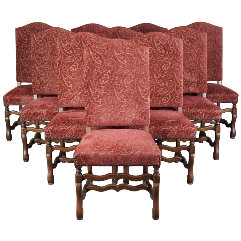 10 Arte De Mexico Oak and Paisley Tuscan Spanish Revival Dining Chairs