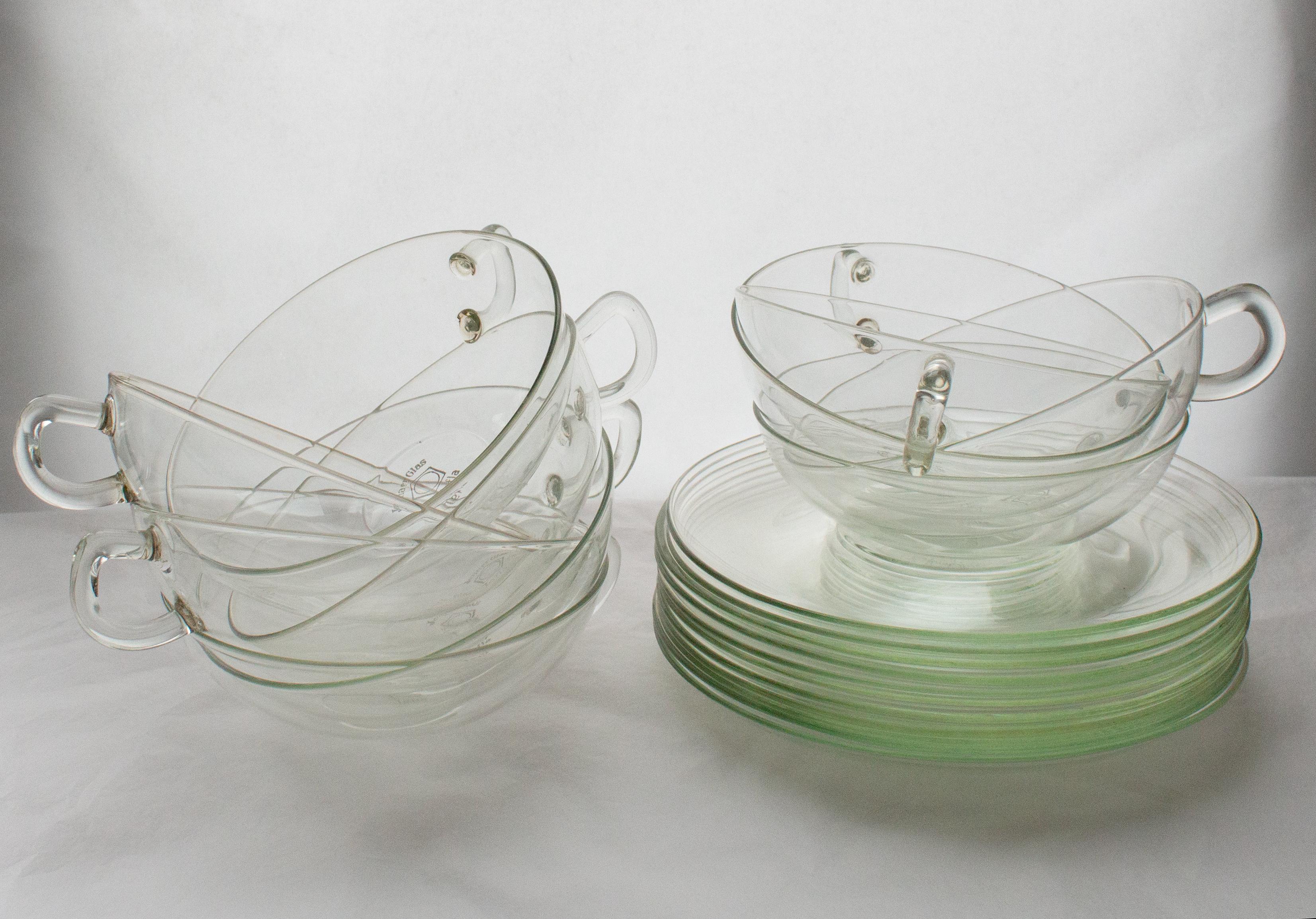 10 tasses à thé et théière Bauhaus « Teho » de William Wagenfeld pour Jenaer, vers 1931 en vente 6