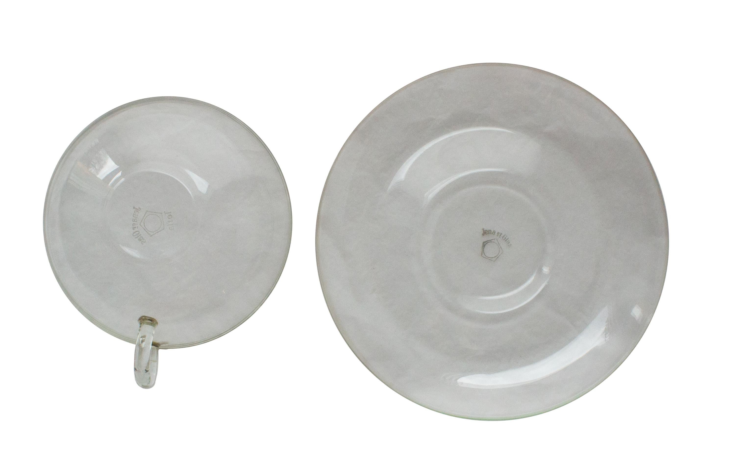 Allemand 10 tasses à thé et théière Bauhaus « Teho » de William Wagenfeld pour Jenaer, vers 1931 en vente
