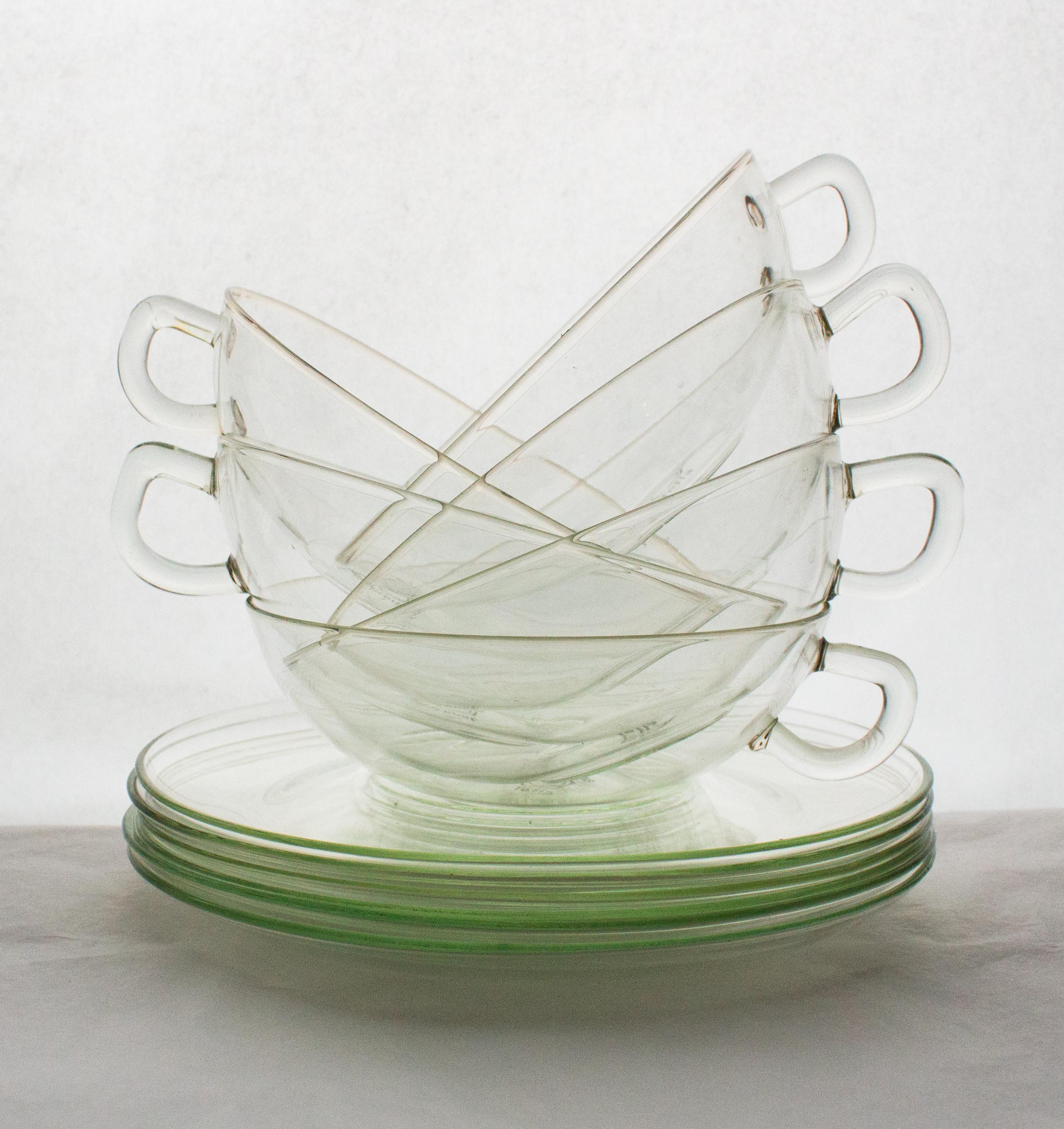 10 tasses à thé et théière Bauhaus « Teho » de William Wagenfeld pour Jenaer, vers 1931 en vente 3