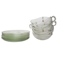 10 Bauhaus Tea Cups and Teapot "Teho" by William Wagenfeld for Jenaer ca 1931