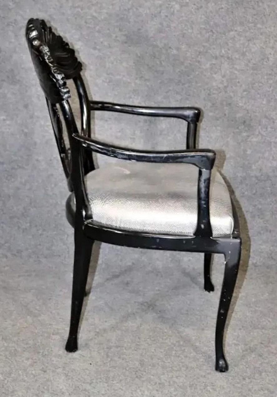 10 Black Lacquered Dining Chairs In Good Condition For Sale In Brooklyn, NY