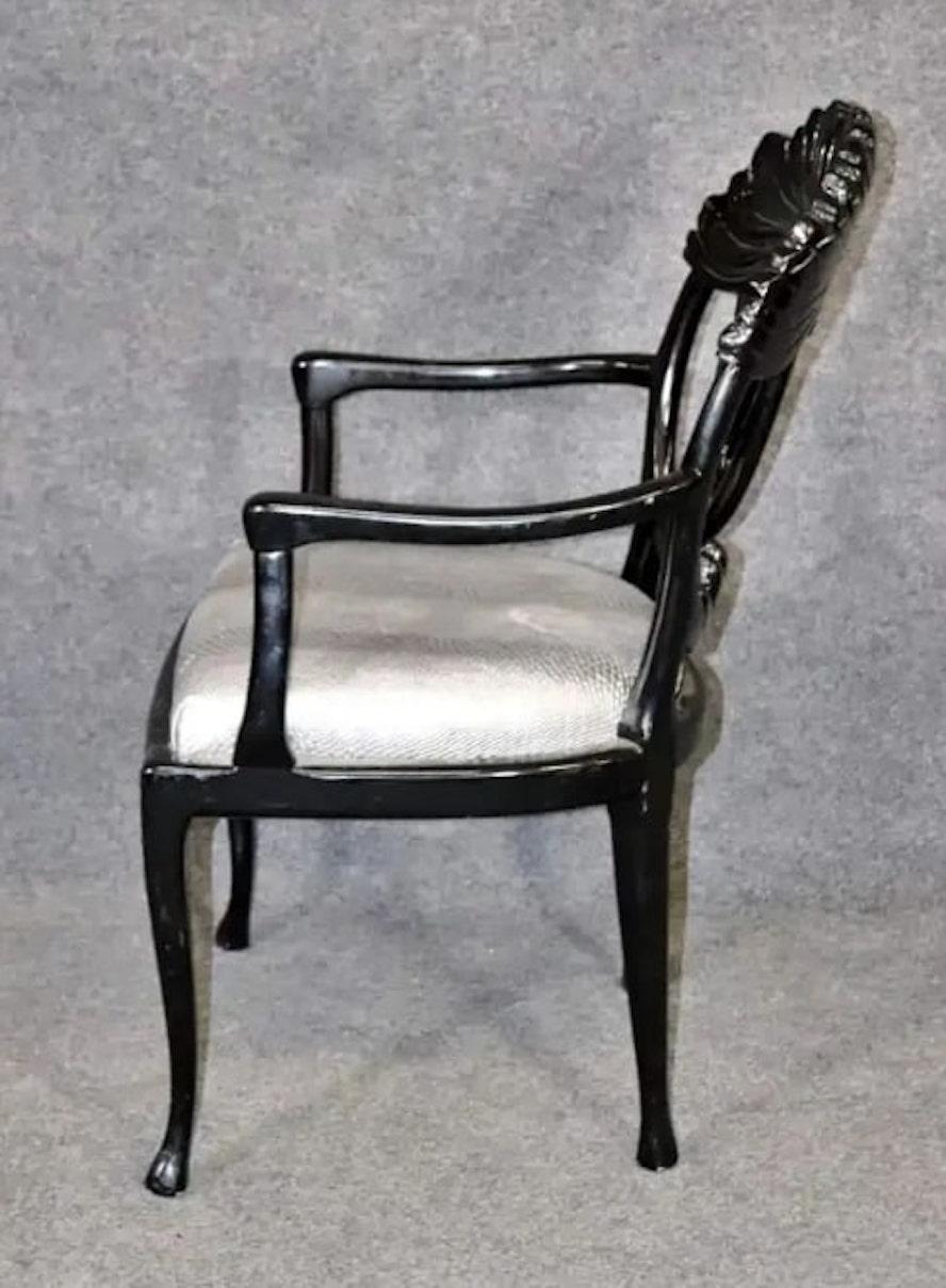 20th Century 10 Black Lacquered Dining Chairs For Sale